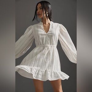 Anthropologie Forever That Girl White Prairie Gypsie Eyelet Mini Dress Sz Small